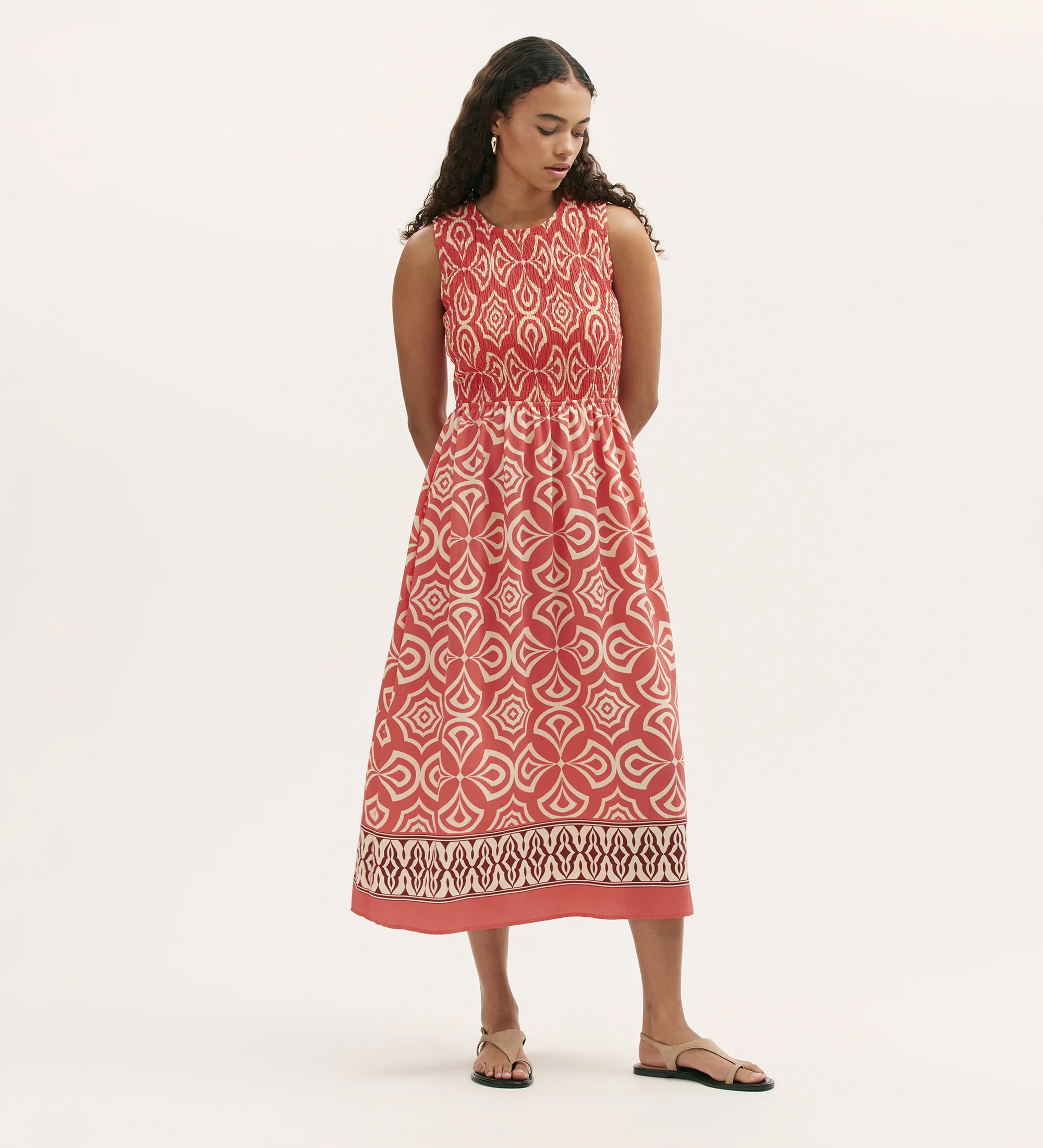Skylar Coral Mosaic Midi Dress - Image 4