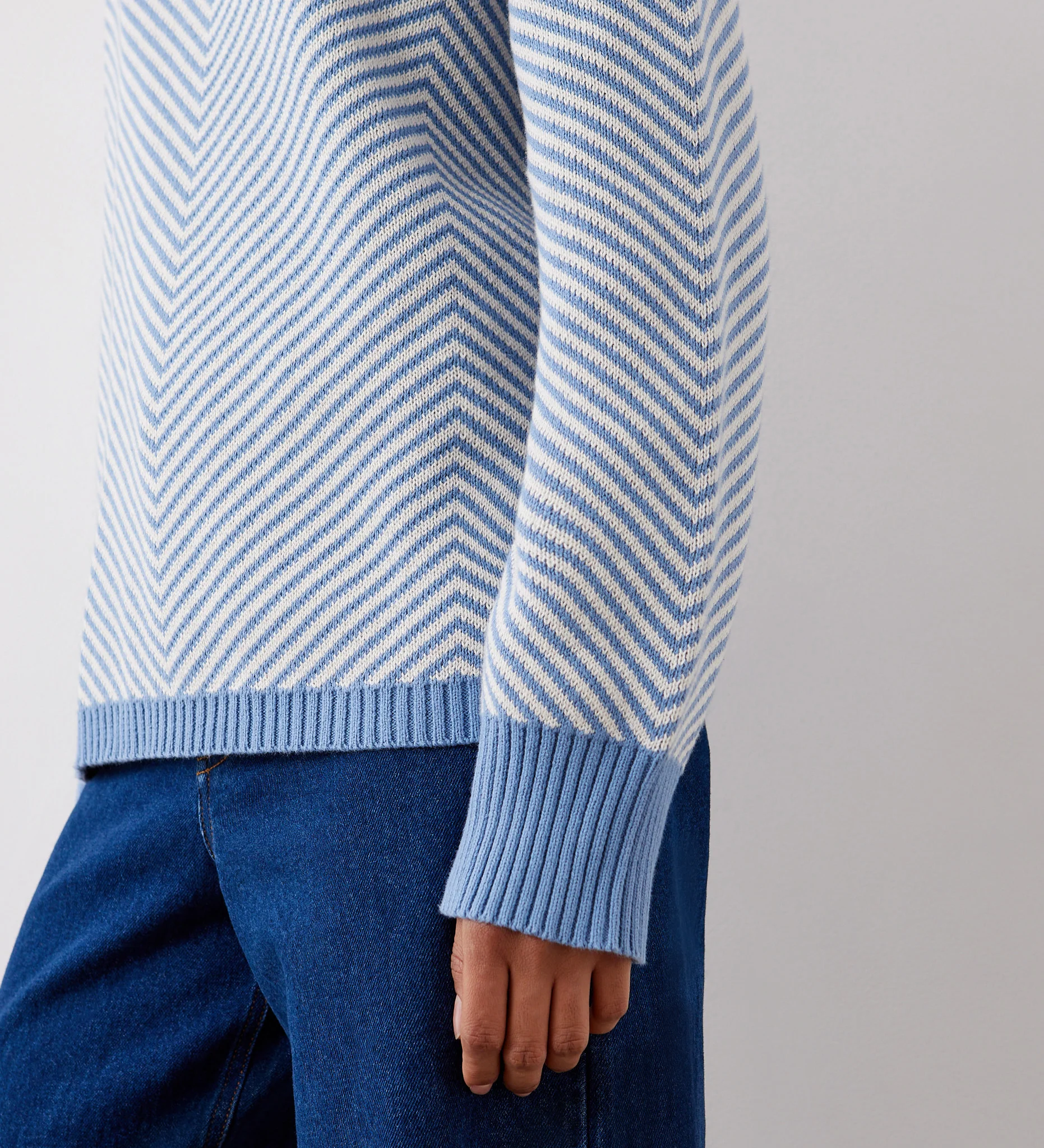 Stella Blue Chevron Cotton Crew Neck Jumper - Image 2