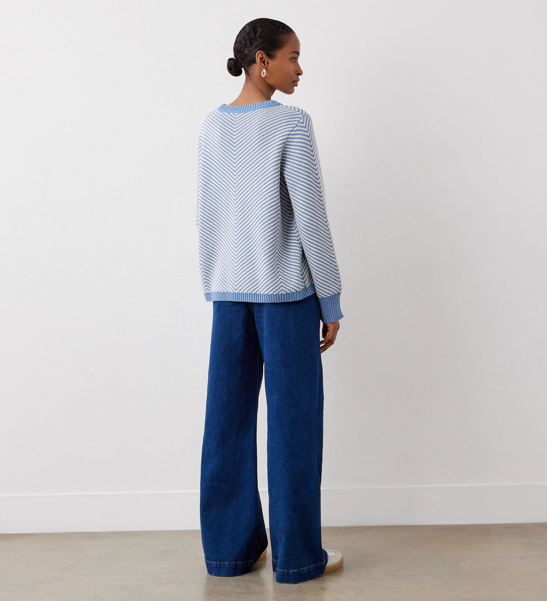 Stella Blue Chevron Cotton Crew Neck Jumper - Image 4