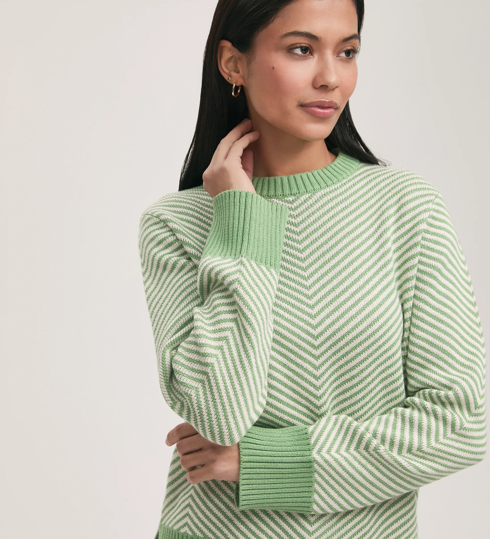 Stella Green Chevron Cotton Crew Neck Jumper - Image 3