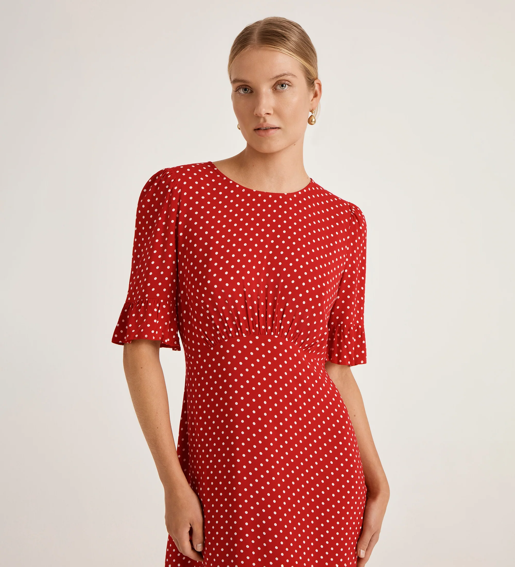 Sylvie Red Spot Midi Tea Dress - Image 4