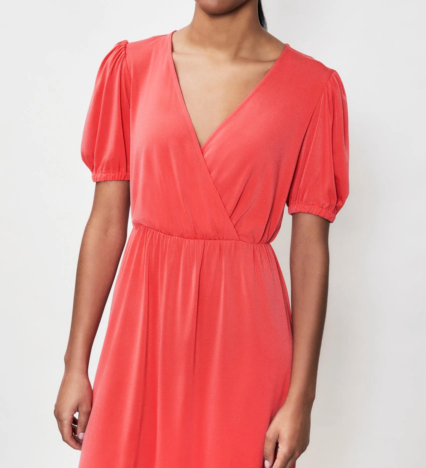 Tanya Coral Jersey Crepe Midi Dress - Image 3