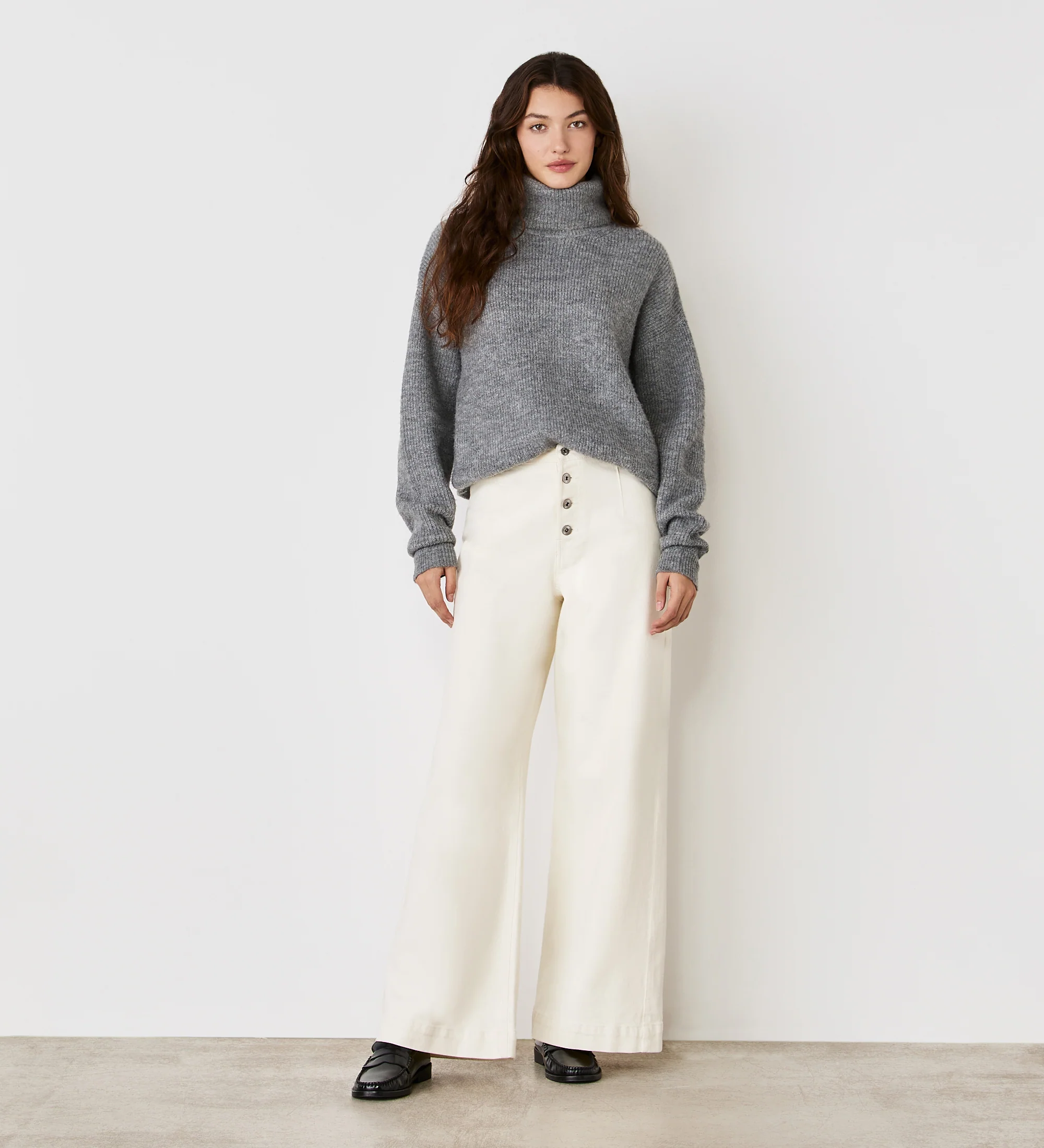 Tillie Grey Marle Roll Neck Jumper - Image 2