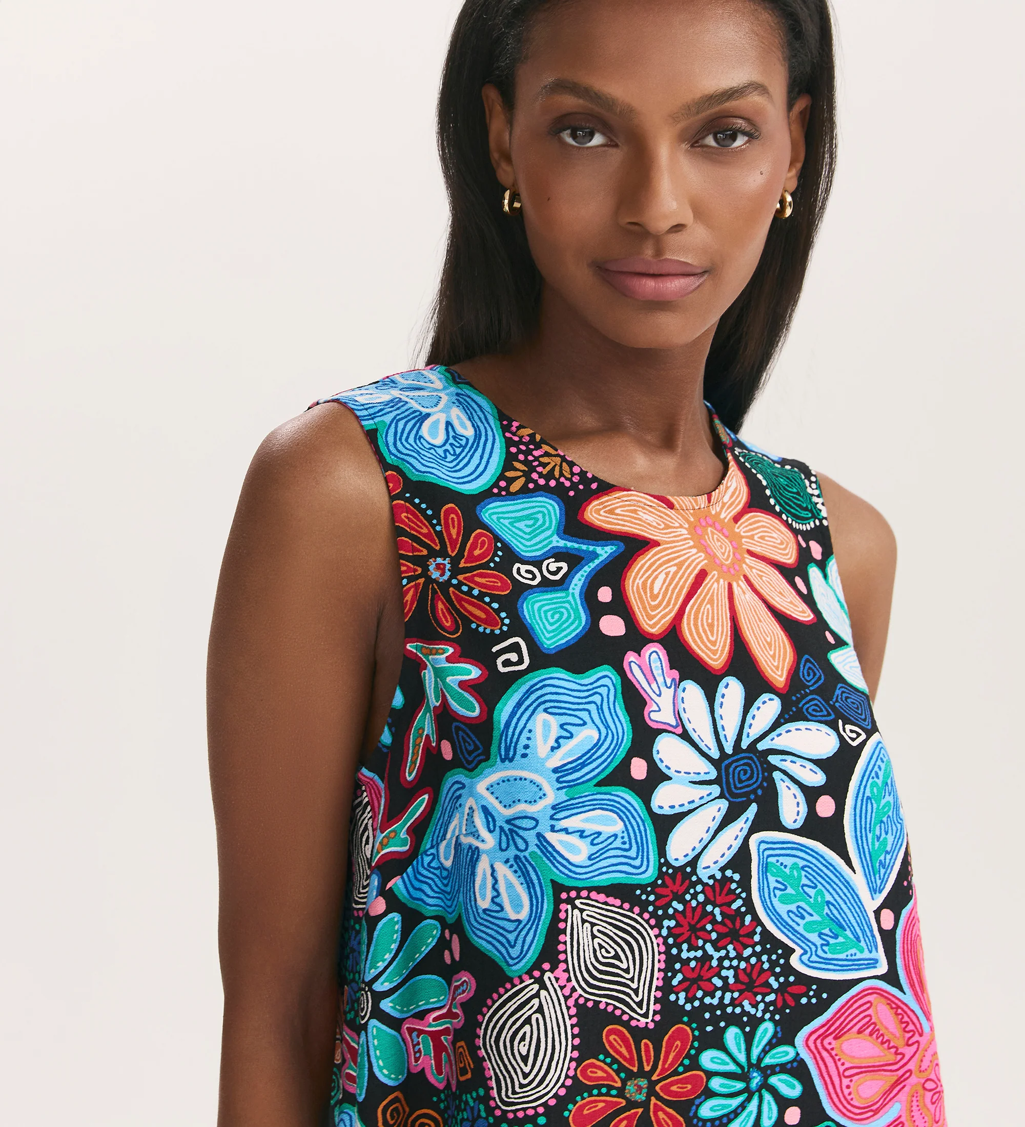 Vallie Blue Floral Sleeveless Shell Top - Image 3