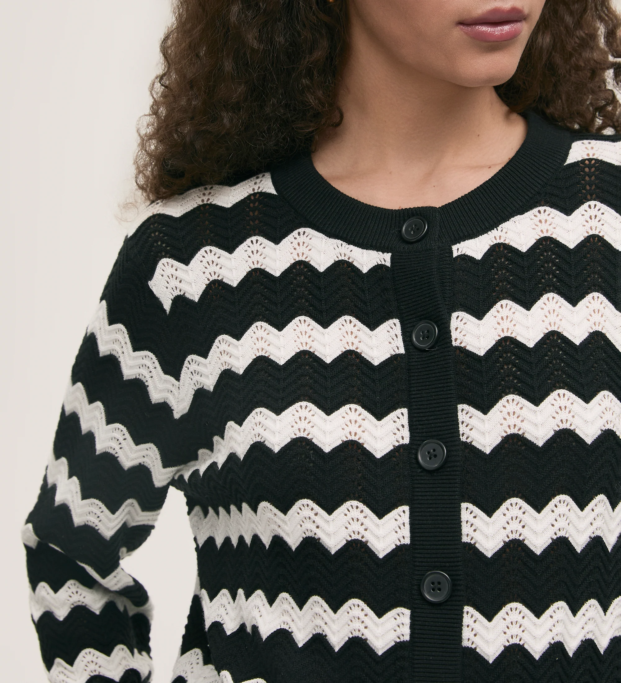 Velma Black Stripe Crochet Cardigan - Image 3