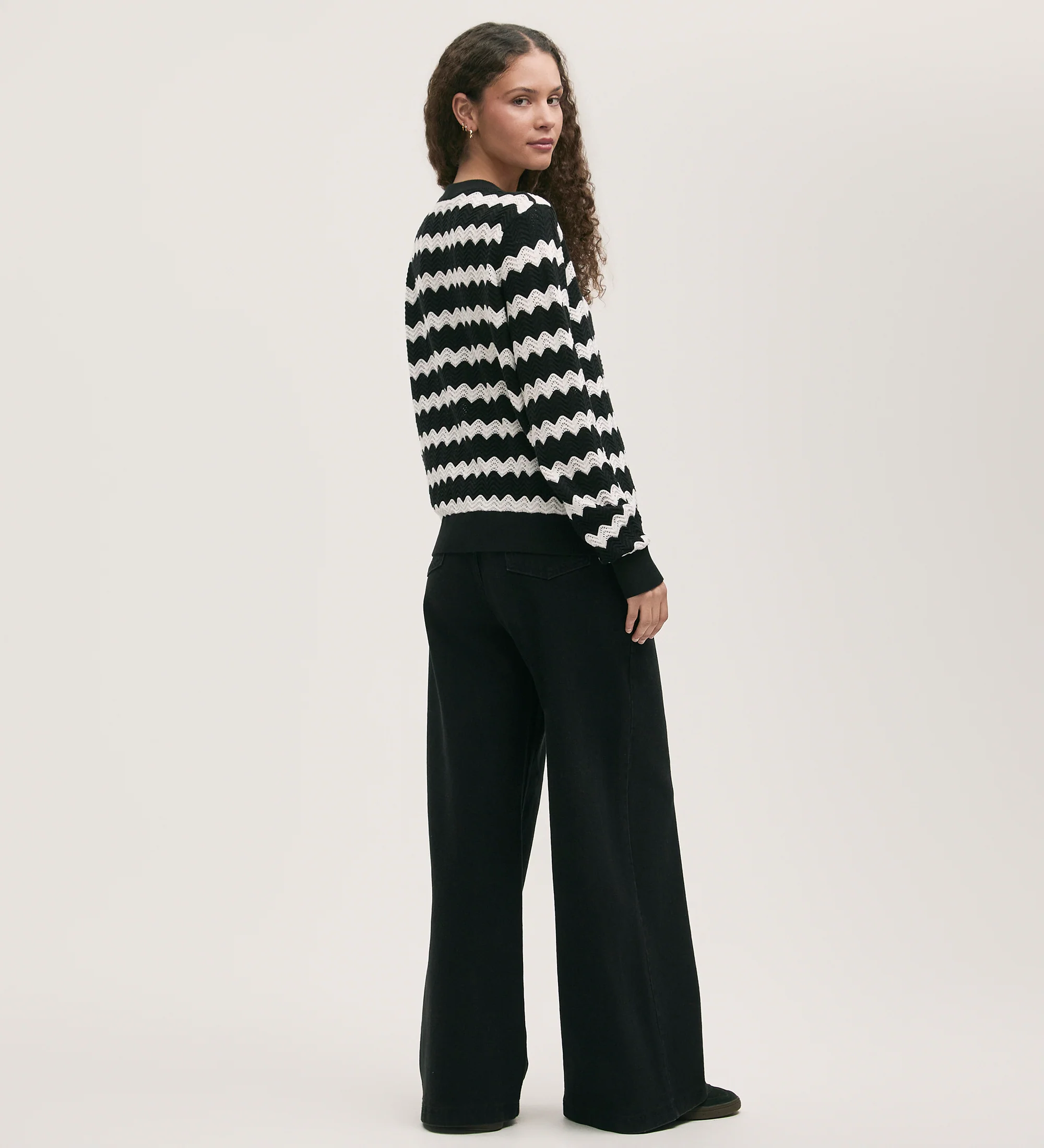 Velma Black Stripe Crochet Cardigan - Image 5