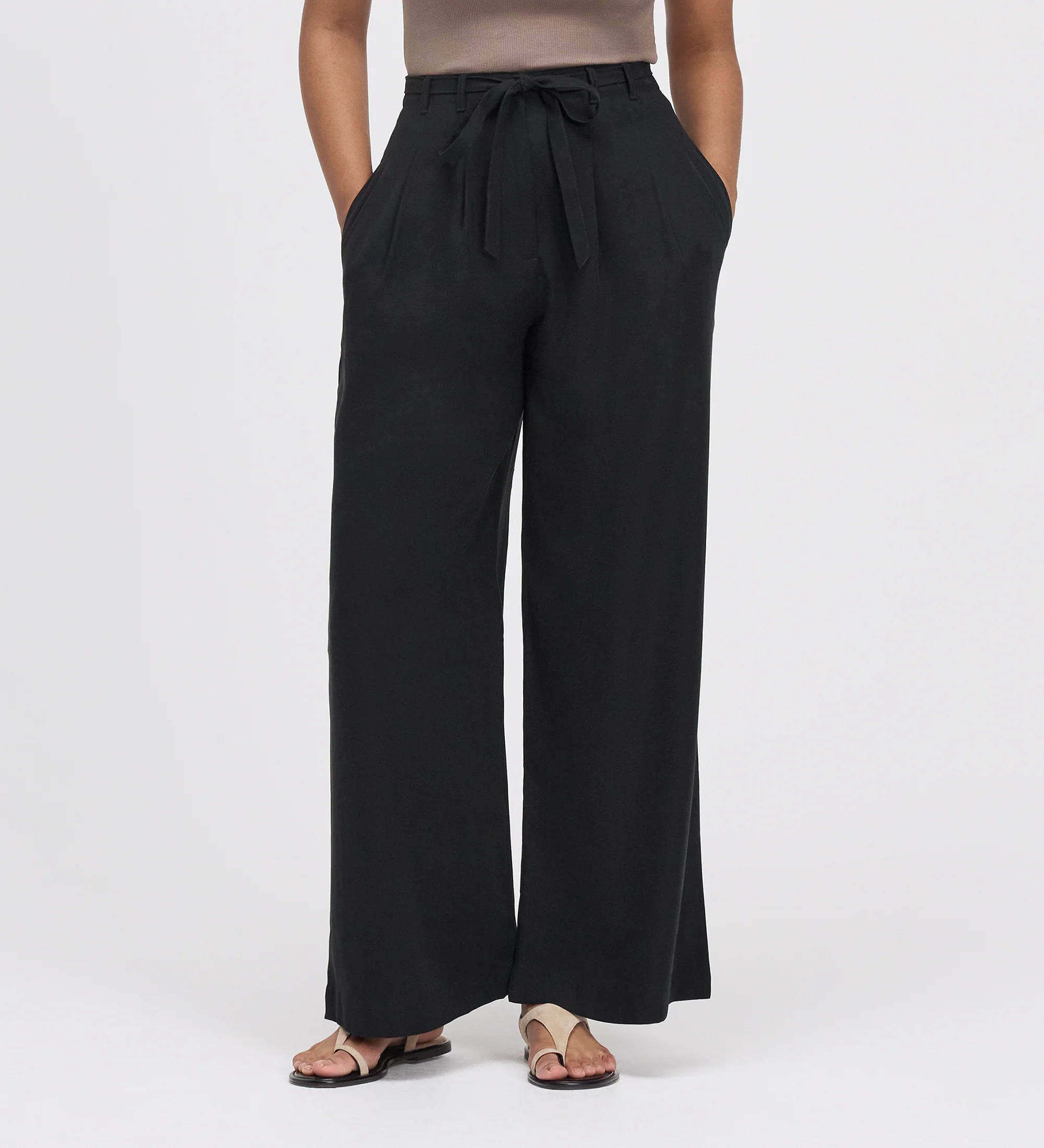 Venus Black Cupro Wide Leg Trousers - Image 2
