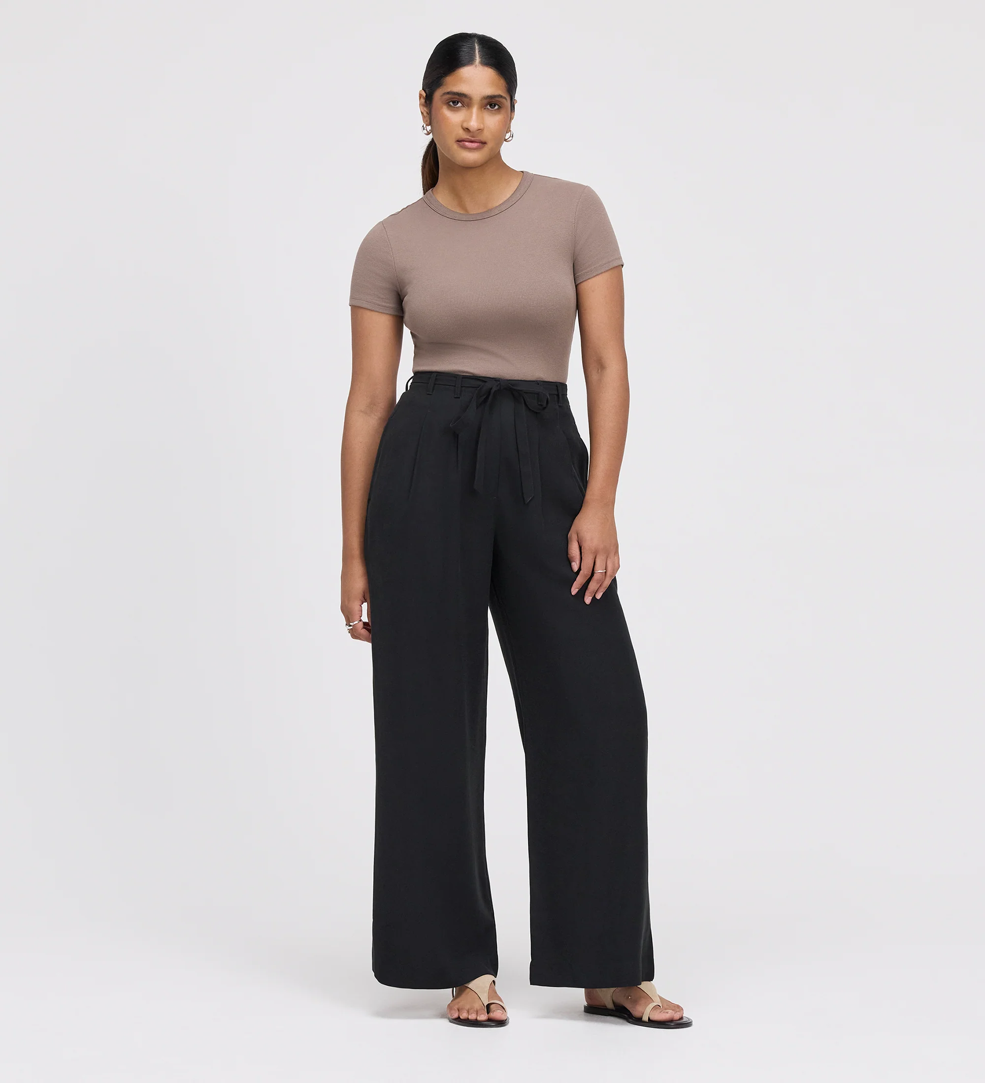 Venus Black Cupro Wide Leg Trousers - Image 3