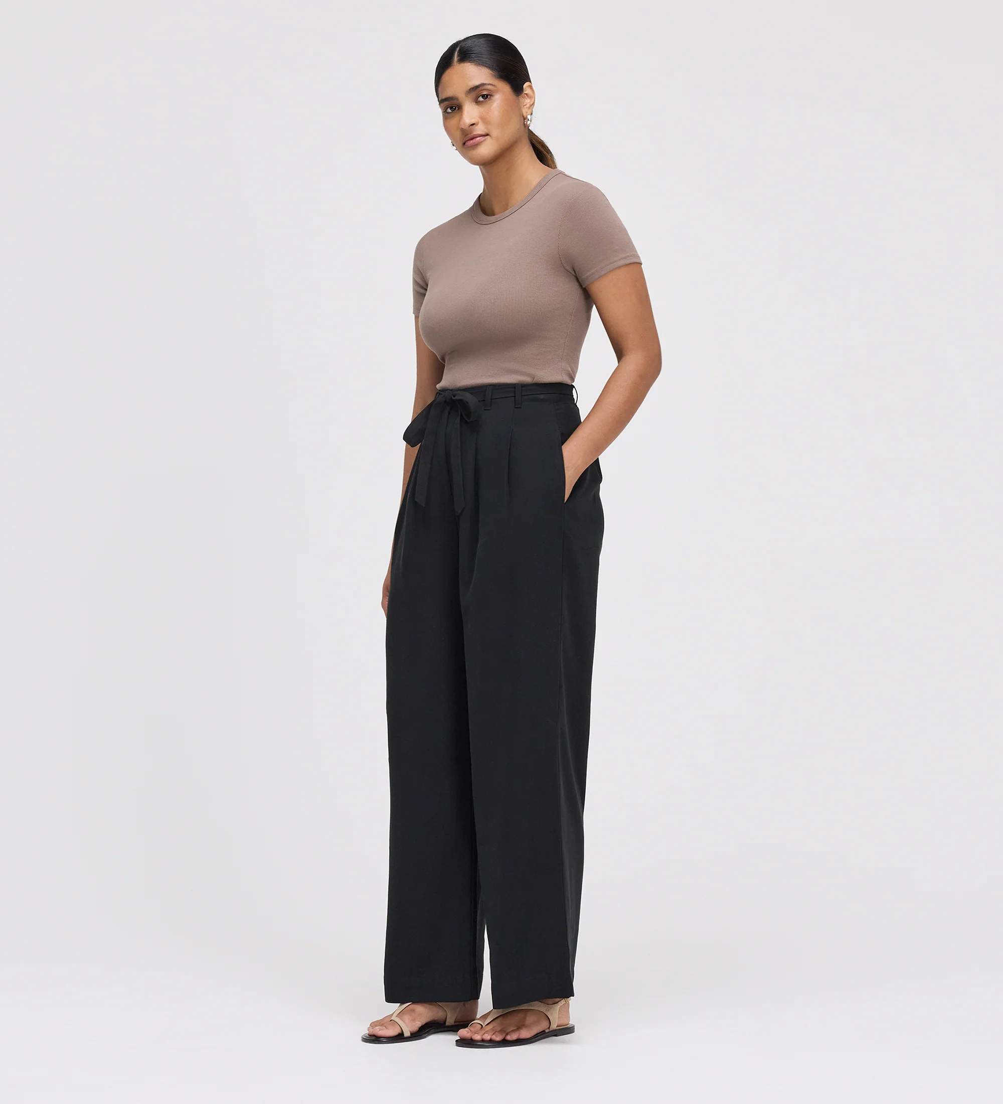 Venus Black Cupro Wide Leg Trousers - Image 5