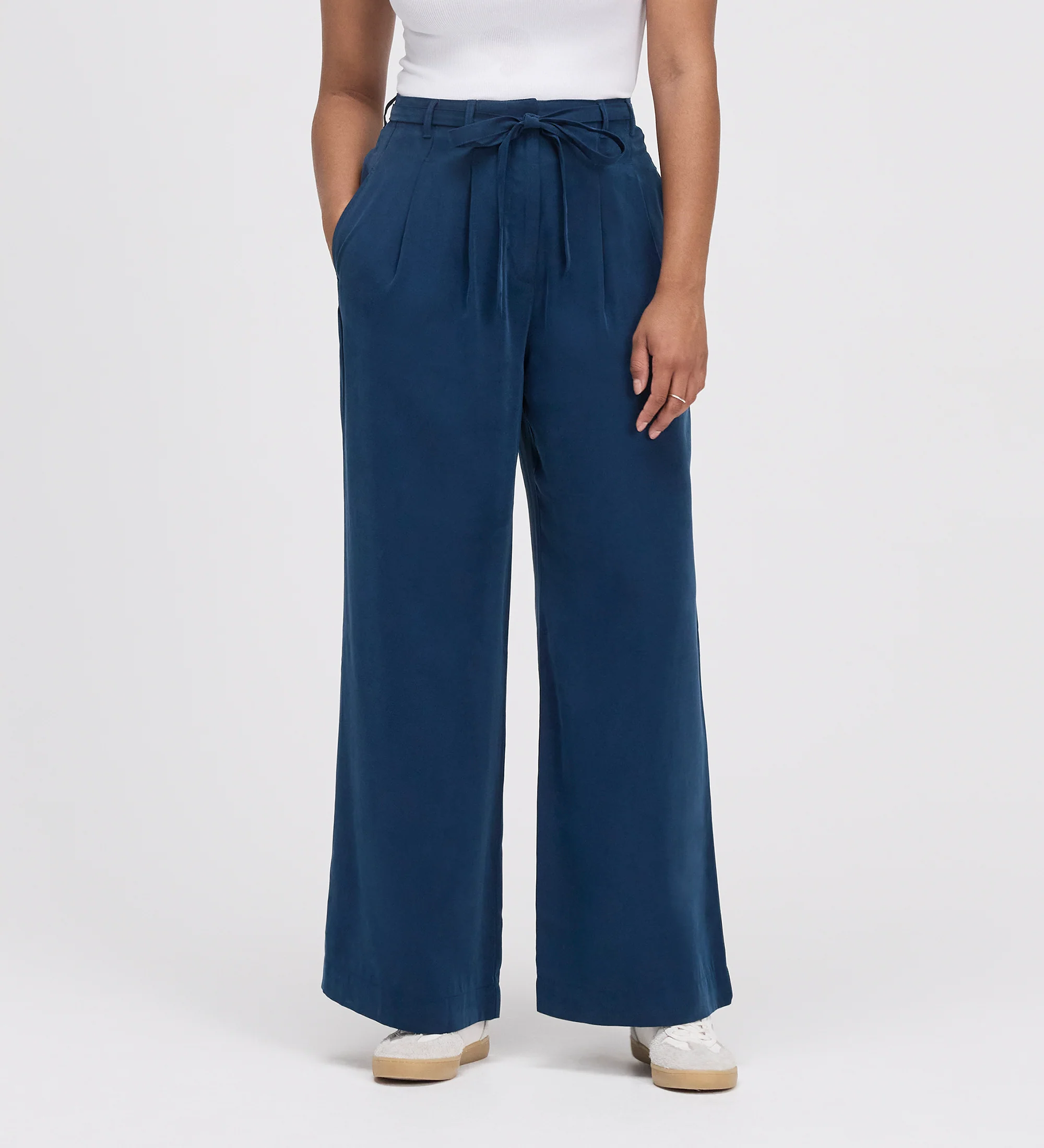 Venus Indigo Cupro Wide Leg Trousers - Image 3
