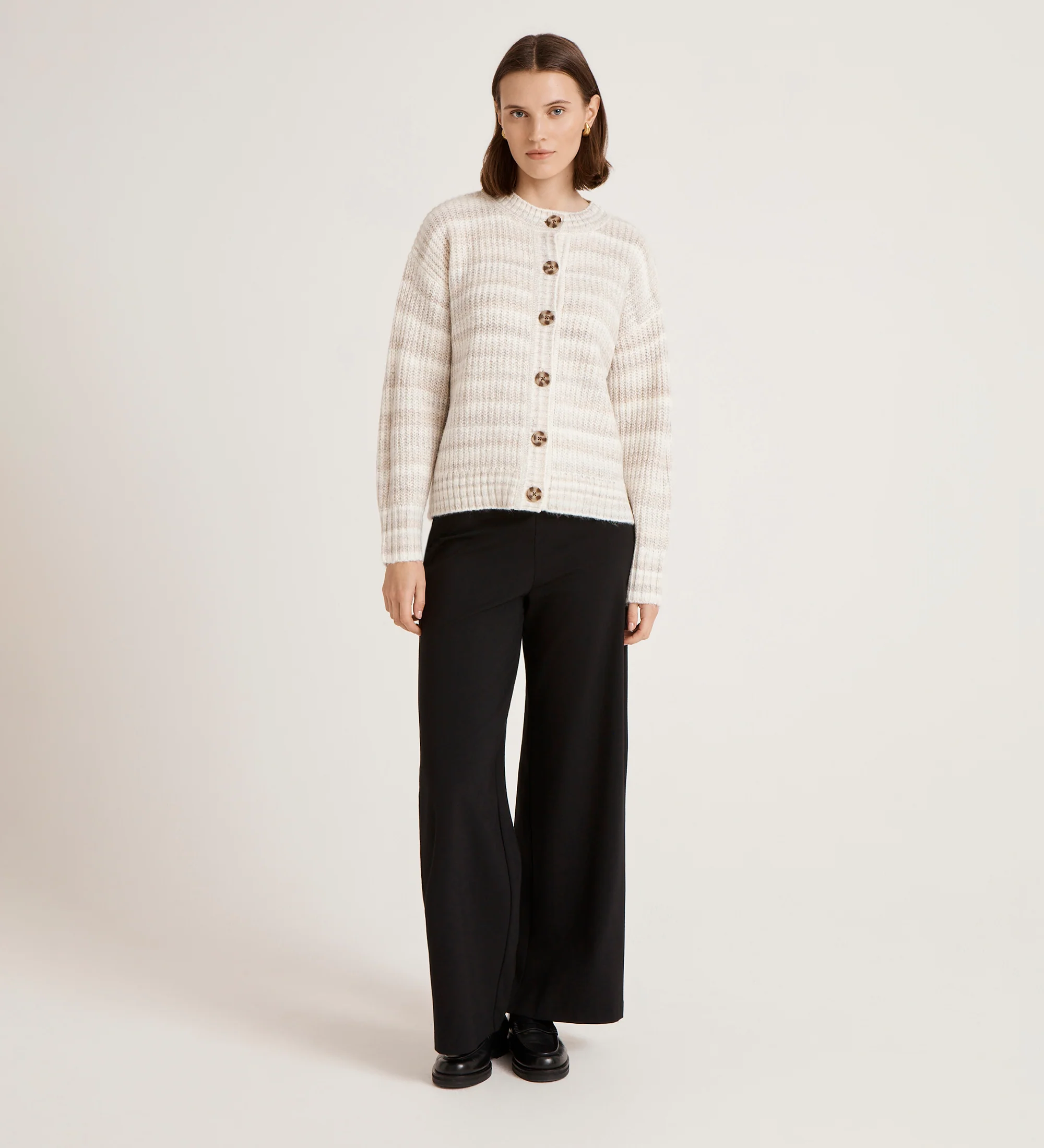 Whitney Ivory Stripe Knitted Cardigan - Image 2