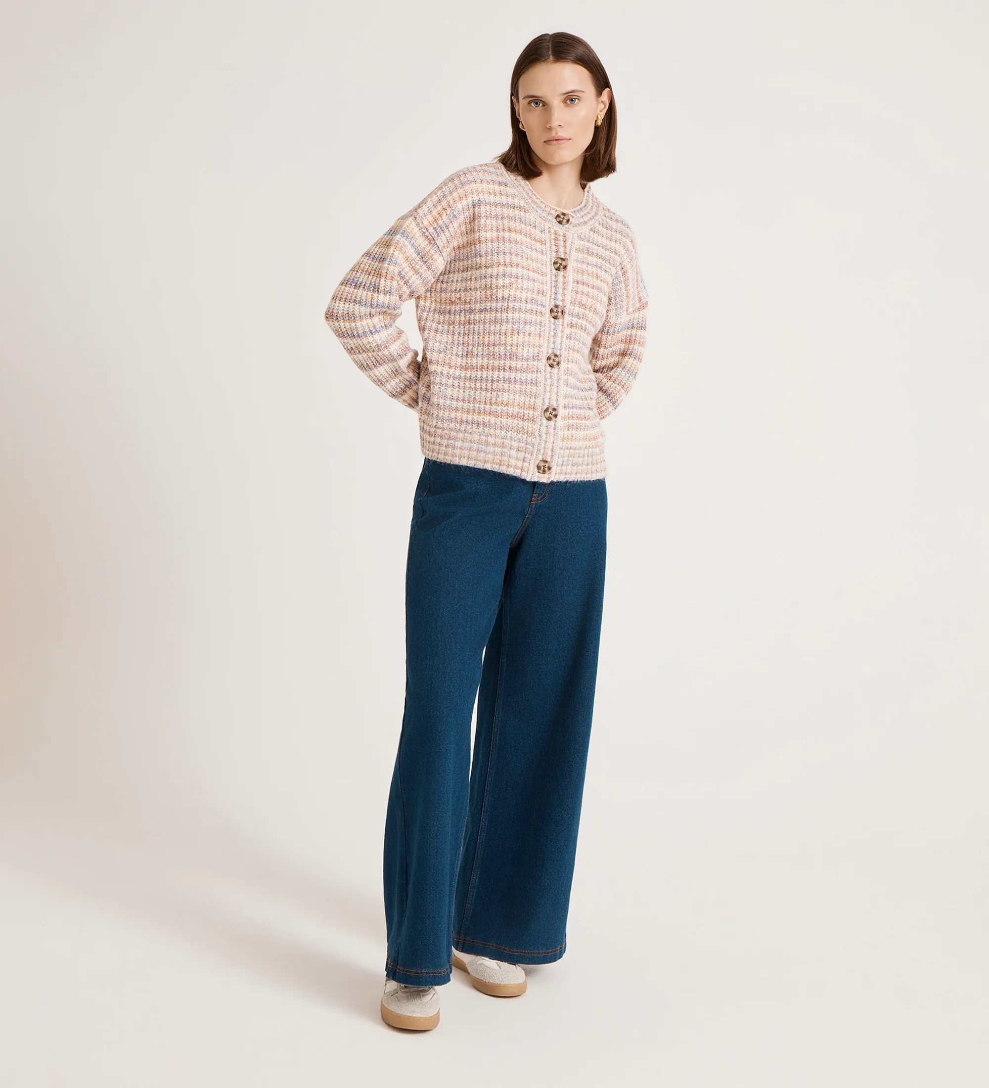 Whitney Pink Stripe Knitted Cardigan - Image 3
