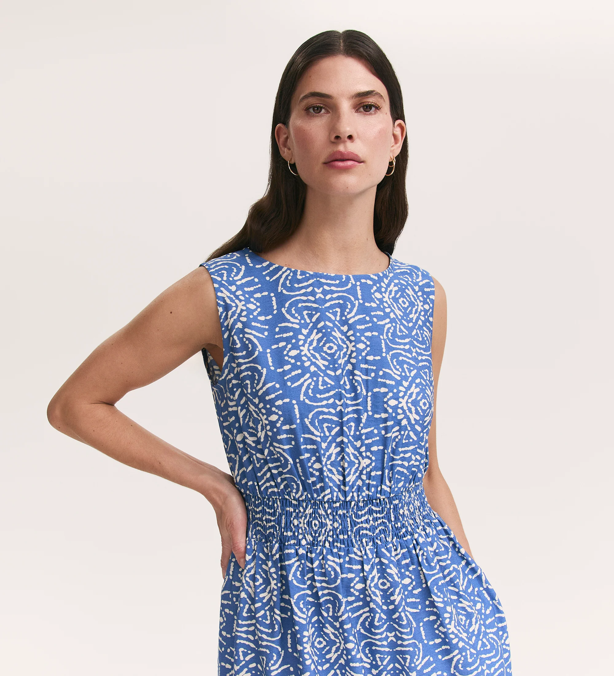 Willow Blue Batik Sleeveless Midi Dress - Image 2