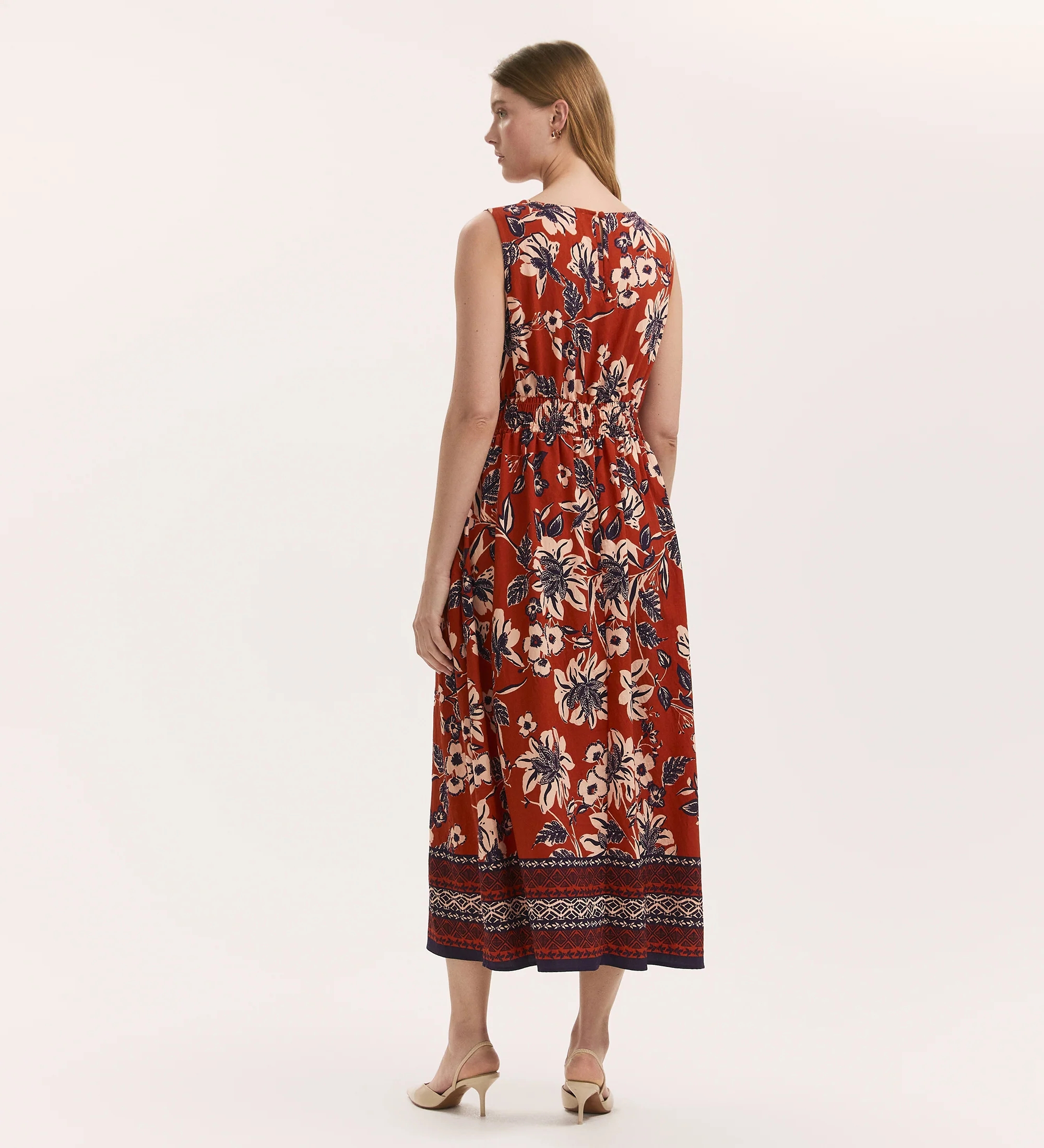 Willow Rust Floral Sleeveless Midi Dress - Image 4
