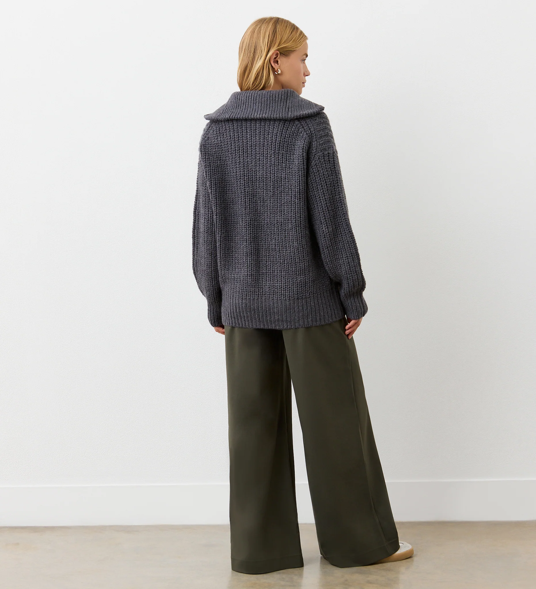 Wilma Charcoal Half Zip Funnel Neck Jumper - Image 4