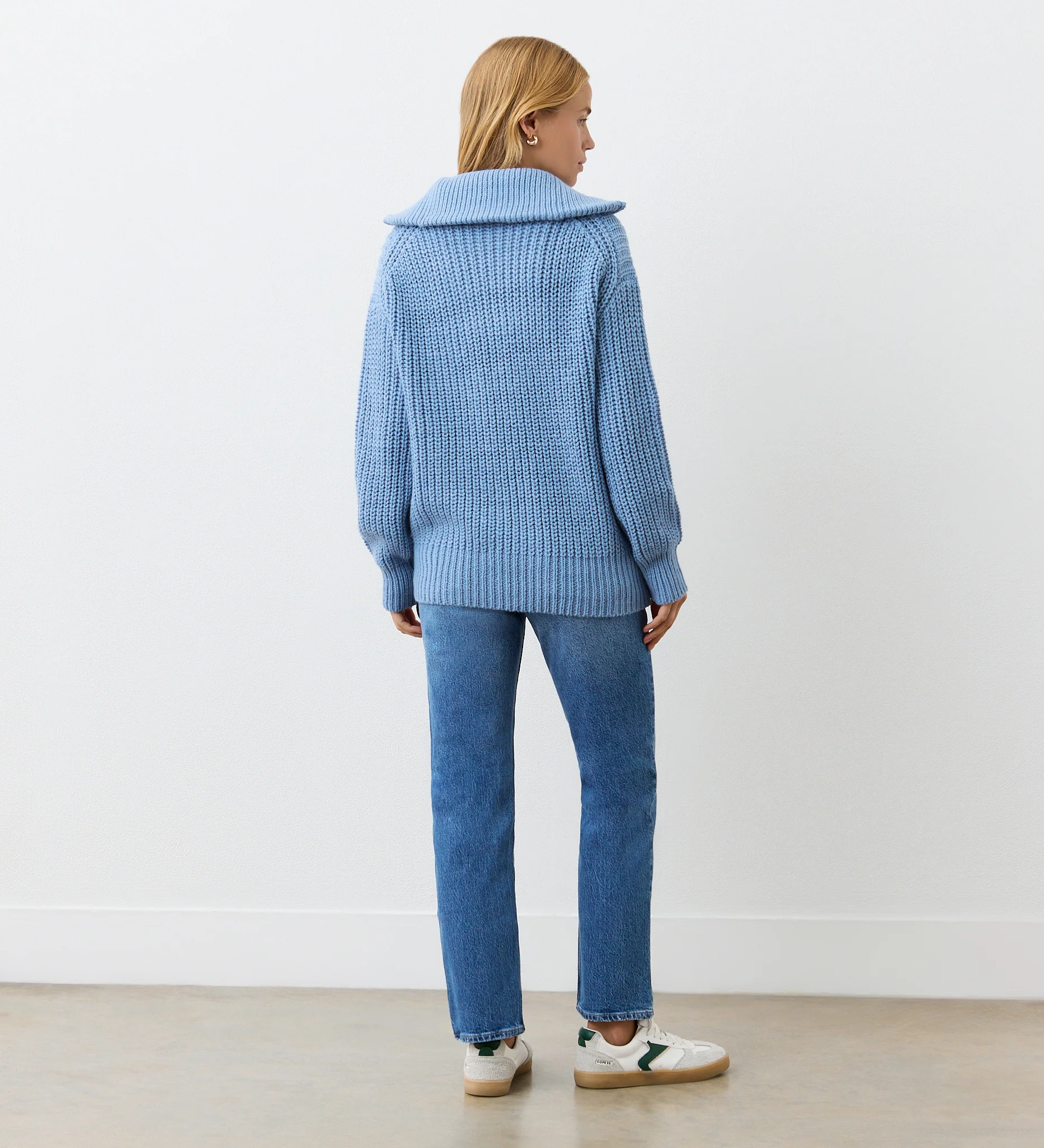 Wilma Denim Blue Half Zip Funnel Neck Jumper - Image 4