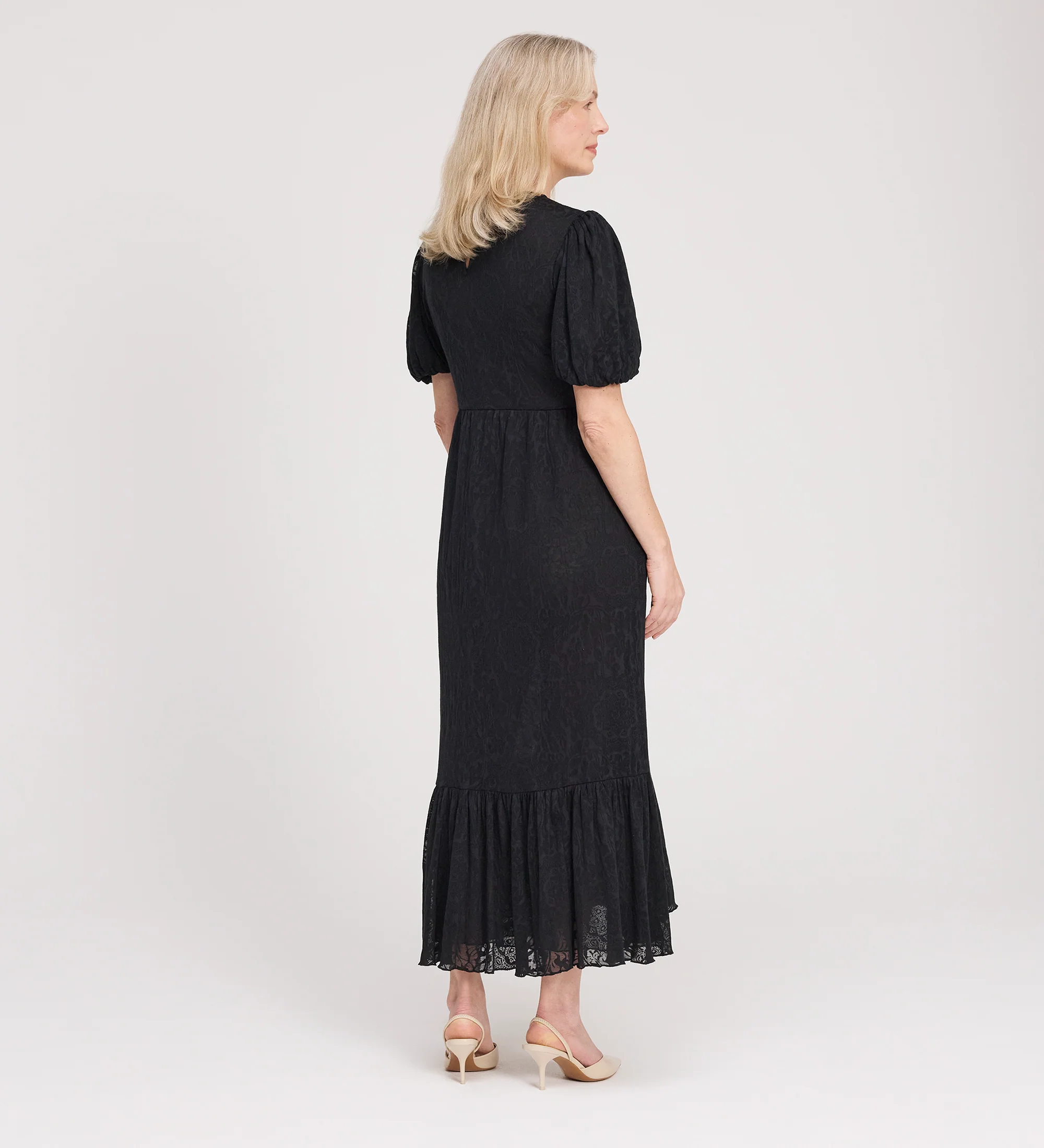Yasmine Black Jersey Midi Dress - Image 5