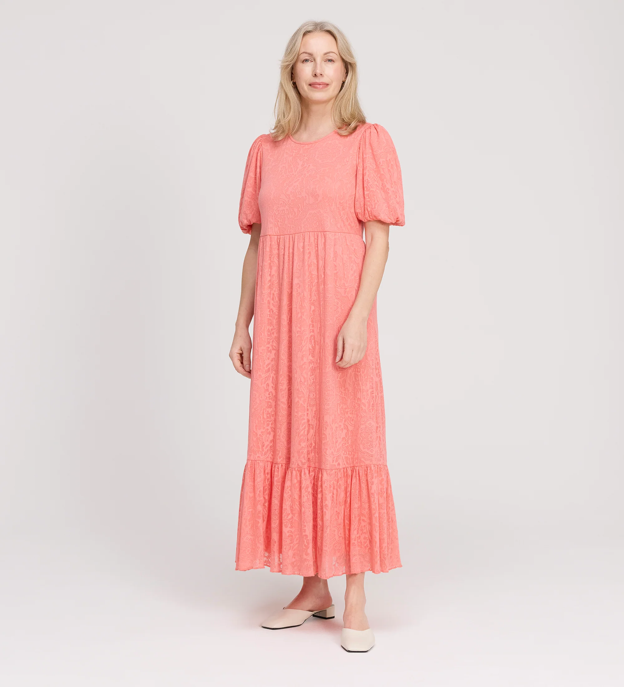 Yasmine Coral Jersey Midi Dress - Image 3