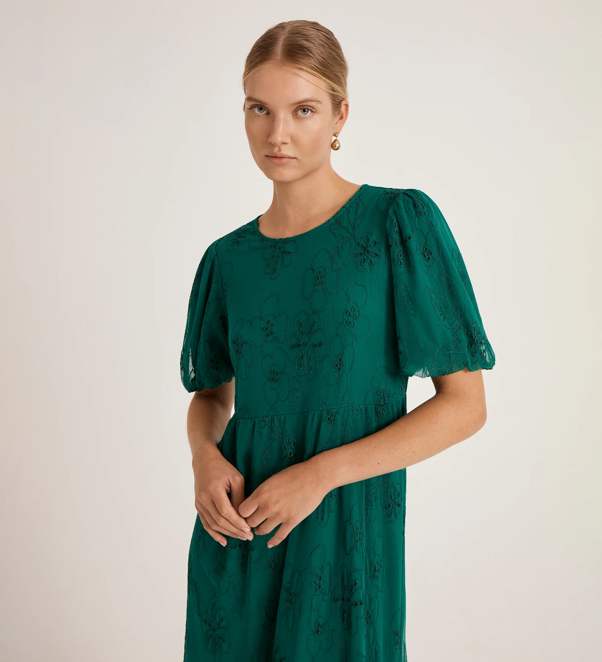 Yasmine Green Mesh Midi Tea Dress - Image 2