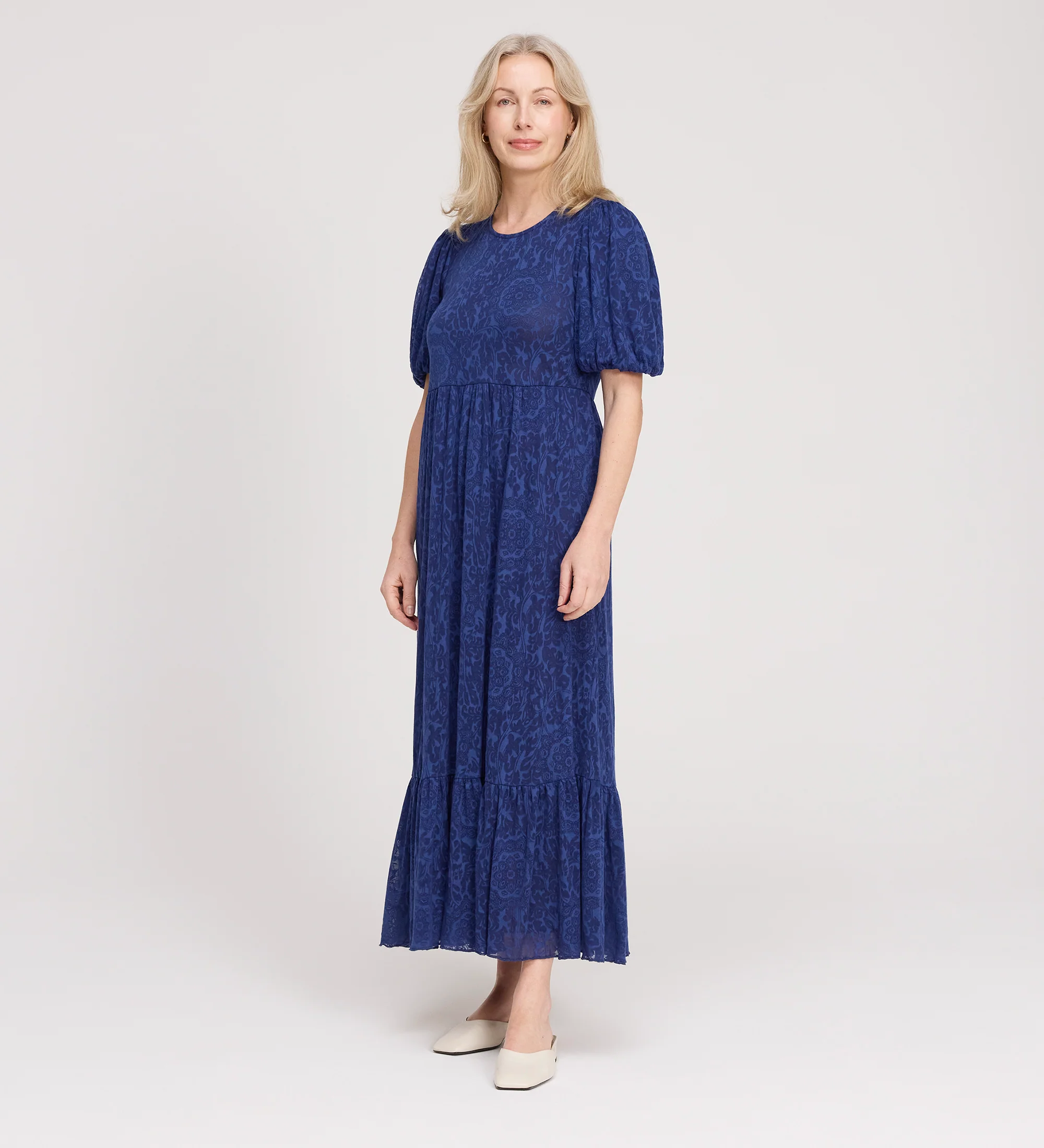 Yasmine Navy Jersey Midi Dress - Image 3