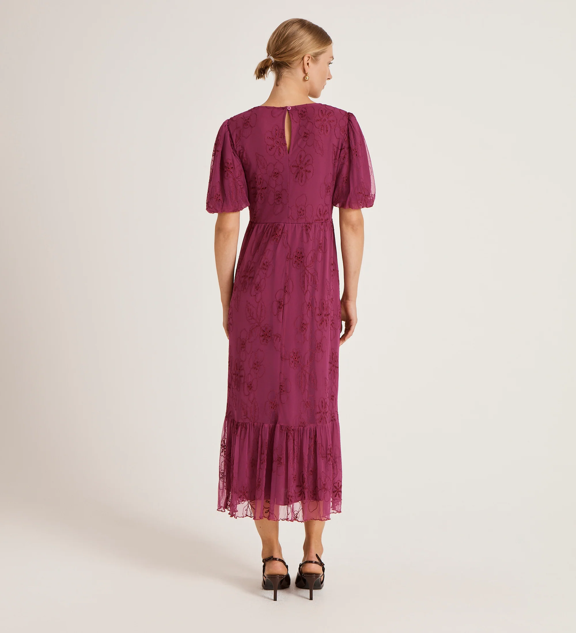 Yasmine Purple Mesh Midi Tea Dress - Image 5