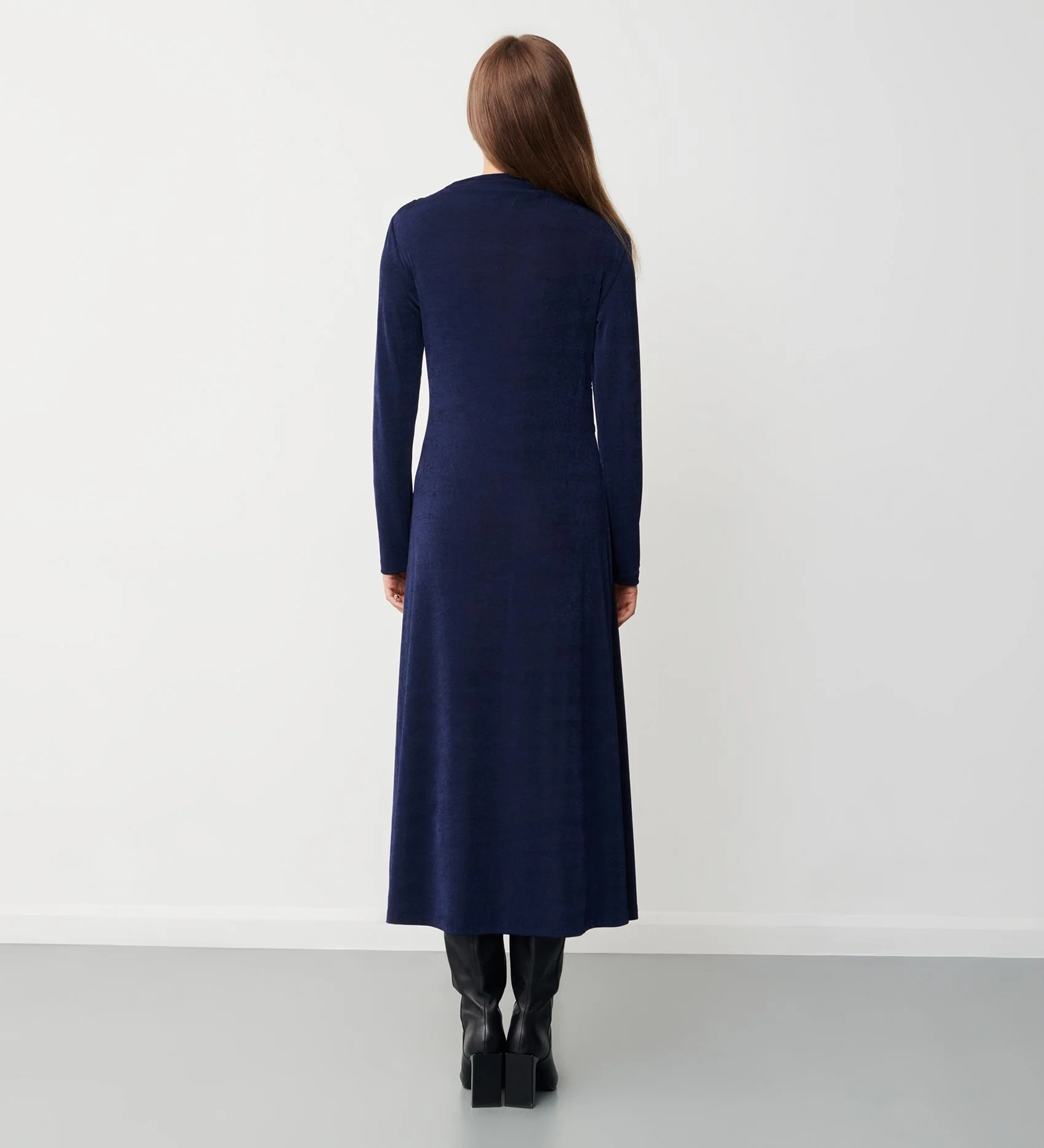Zoey Navy Jersey Midi Dress - Image 4